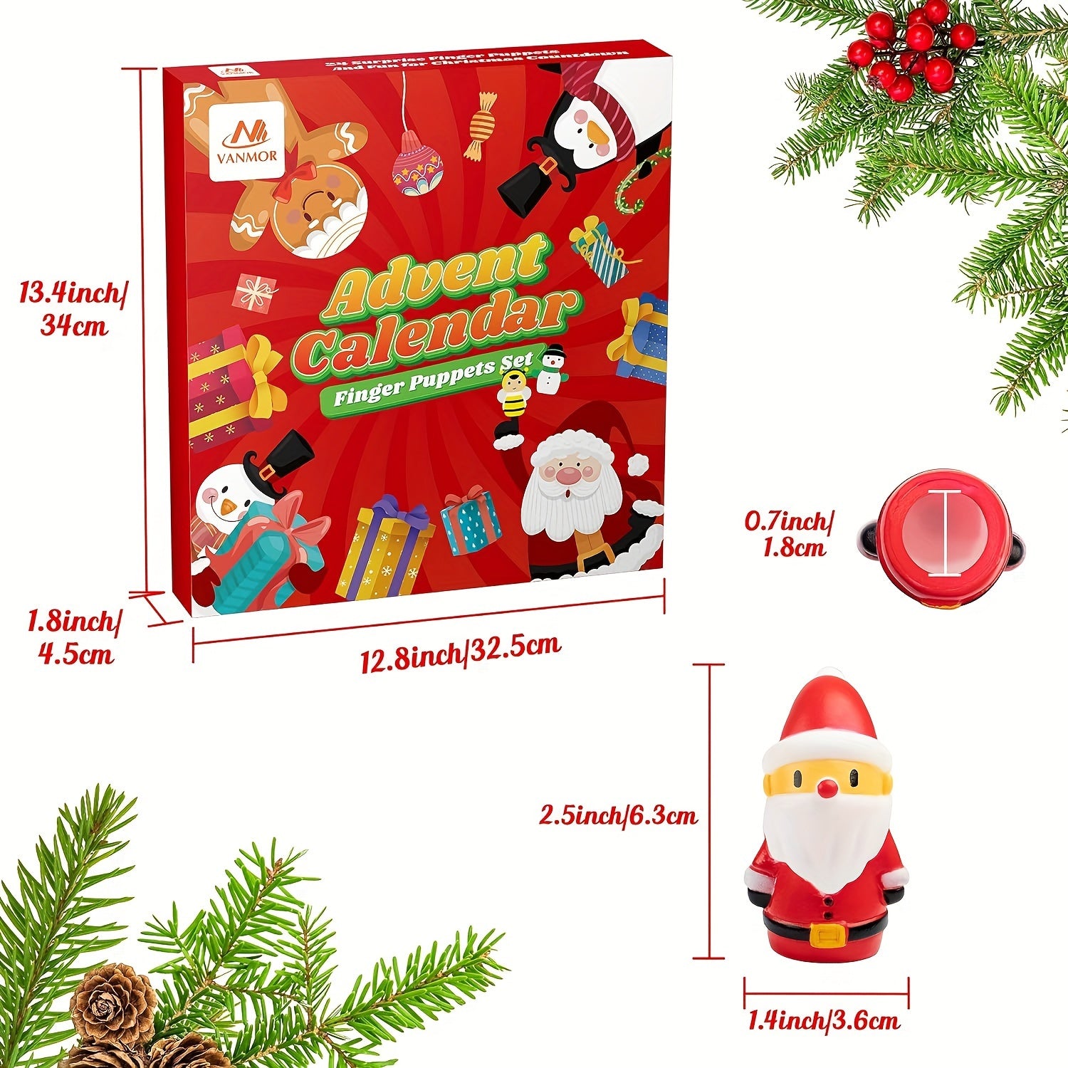 Vanmor 24-Day Christmas Advent Calendar - Finger Puppets, Toys & Fillers For Kids