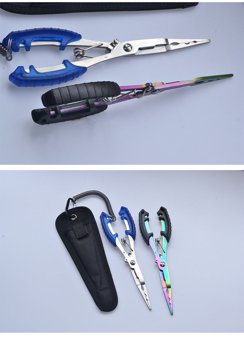 Saltwater Resistant Fishing Pliers with Split Ring Hook Removers, Lanyard & Sheath - Essential Fishing Gear Accessories for Easy Tackle Management