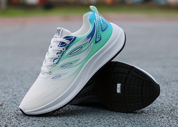 Men'S Fashion Sneakers - Breathable Mesh Upper, Non-Slip Rubber Sole, EVA Insole, Round Toe, Lace-Up Closure, Striped Pattern, Casual Sports Shoes for Spring, Summer, Fall