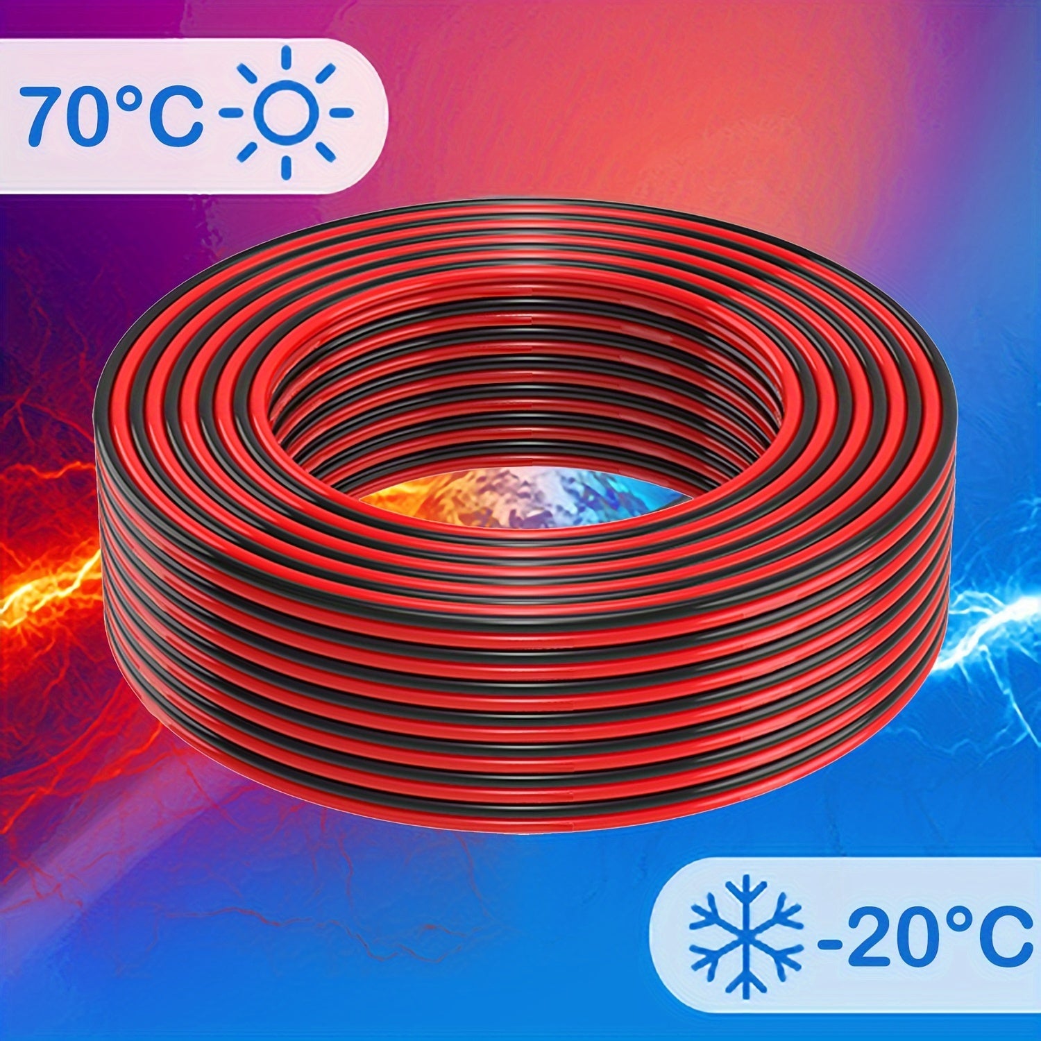 Flexible 2-Conductor Extension Cord - 12/14/16/18 Gauge, Red & Black, PVC Copper Clad Aluminum Wire for Speakers, LEDs, Automotive Use, Low Voltage, Electrical Wire, Speaker Wire