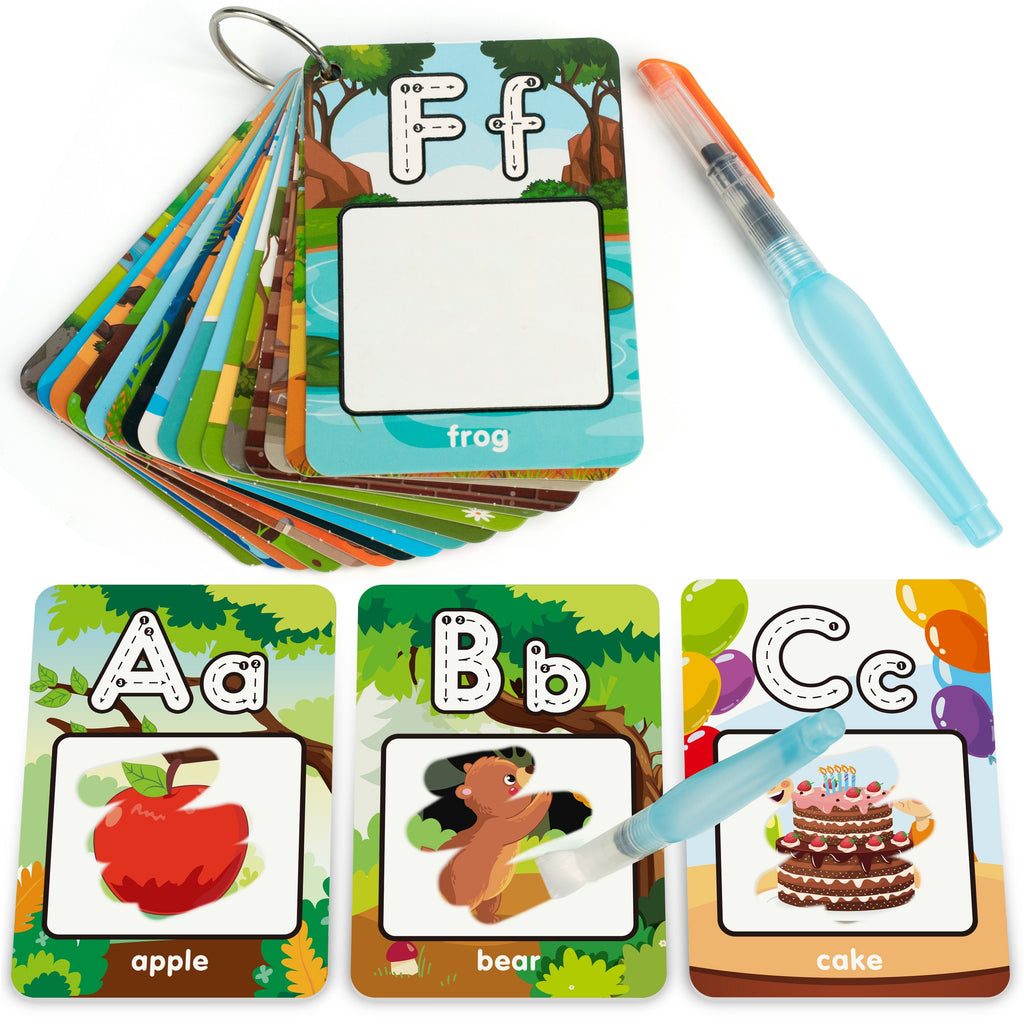 Coogam Alphabet Watercoloring Cards, Water Painting Recognition Cards, Paint 26 Letters ABC Words, Suitable for 3-4-5 Year Old Boys and Girls' Educational Learning Toys Gifts