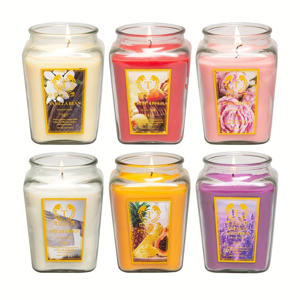 6-Scent Candle - 18oz Lavender & Vanilla Scented Candles in Glass Jars, Home Decor Gifts for Women, Mothers Day, Wedding, Birthday, Relaxing Spa & Special Occasions