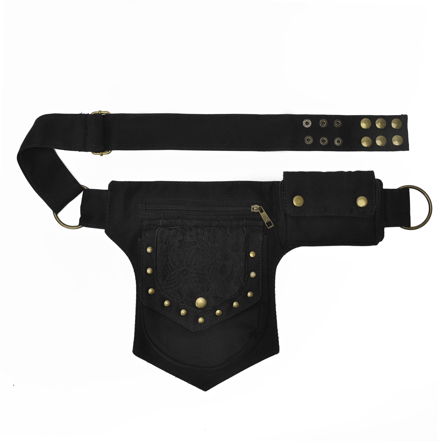 Gothic Thigh Drop Leg Bag, Studded Decor Fabric Waist Bag, Lightweight Outdoor Travel Phone Purse Bum Bag Fanny Pack