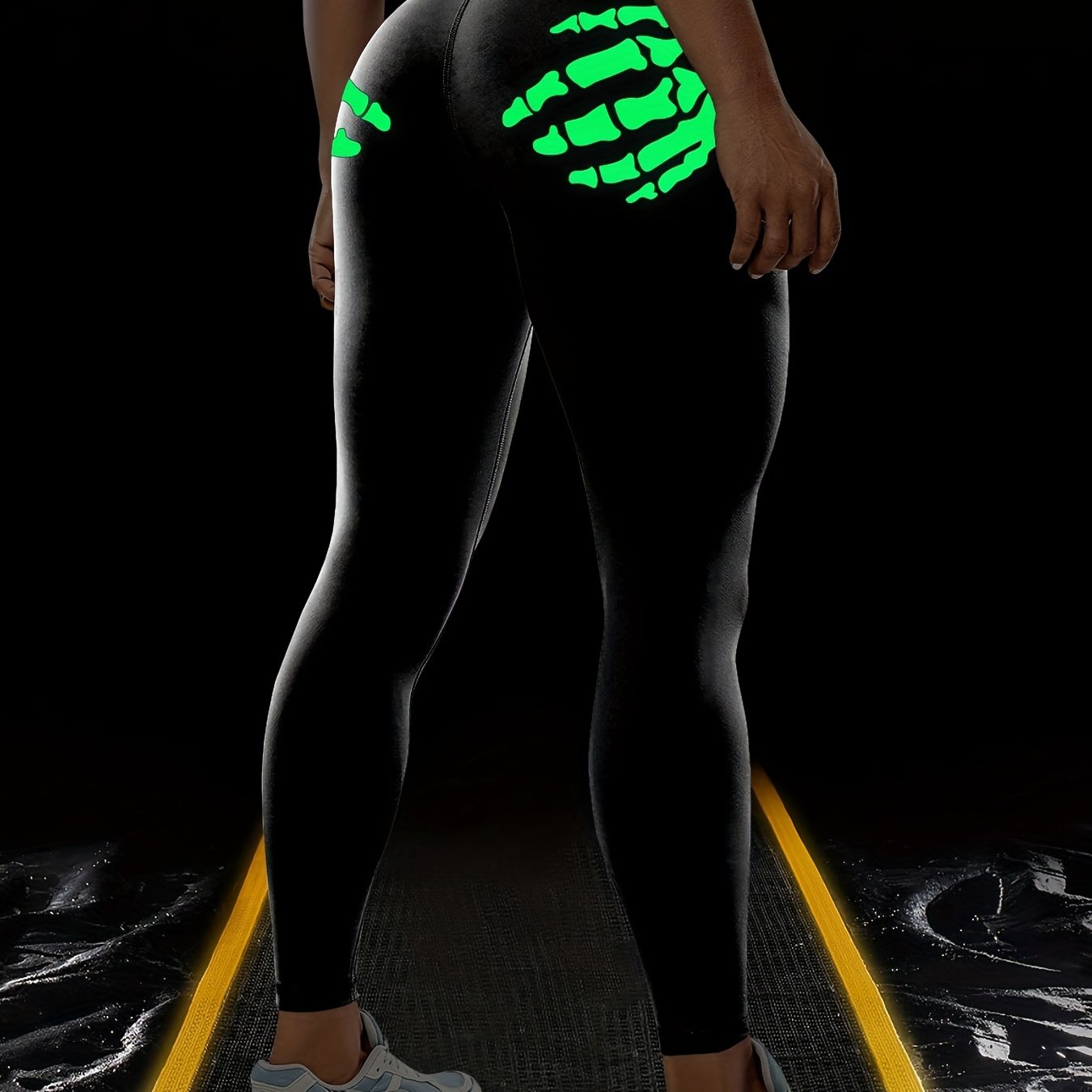 Vibrant Skeleton Hands Printed High Waist Sports Yoga Leggings