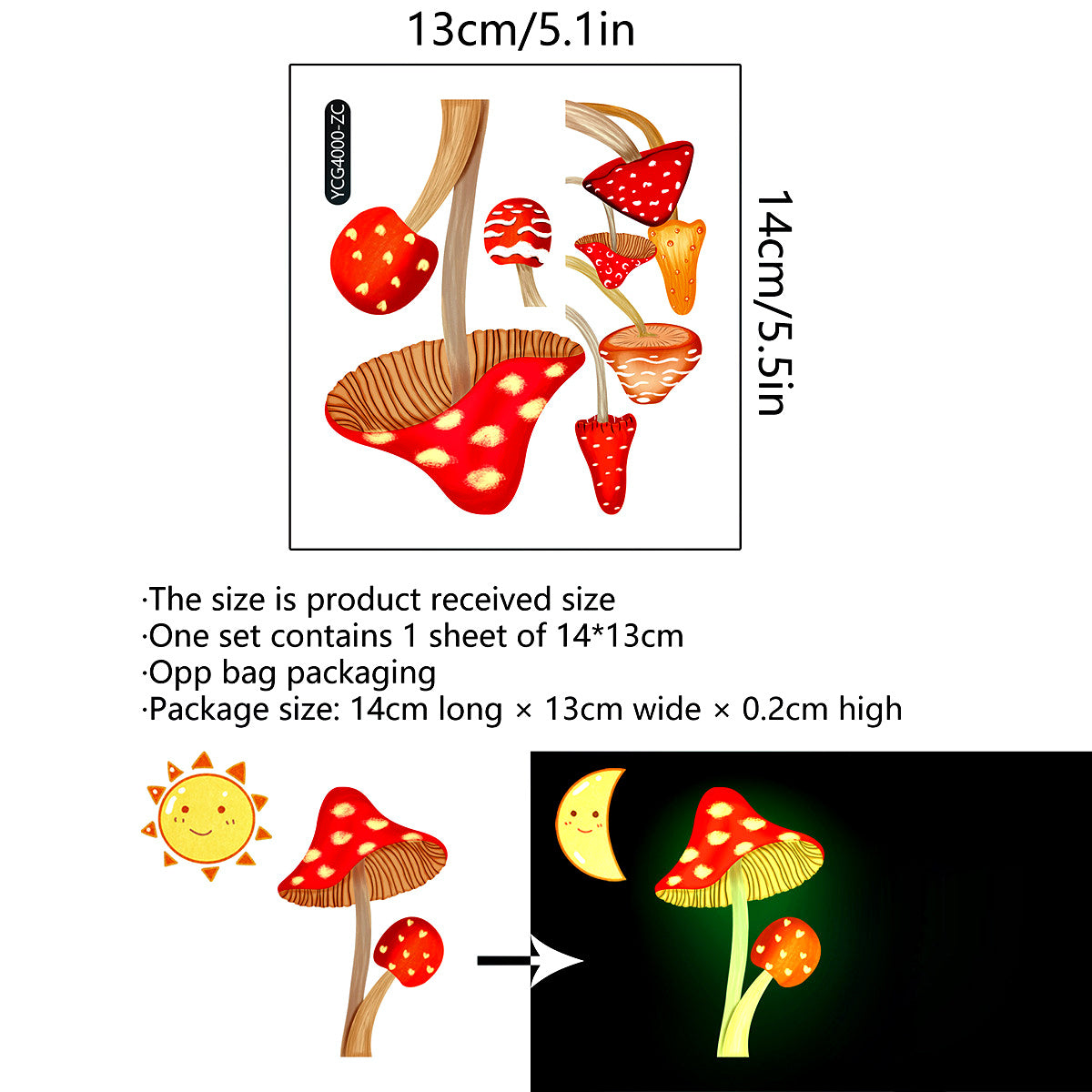 Self-Adhesive Glow Mushroom Switch Sticker - Easy to Find, Reusable & Fun Themed Art Deco