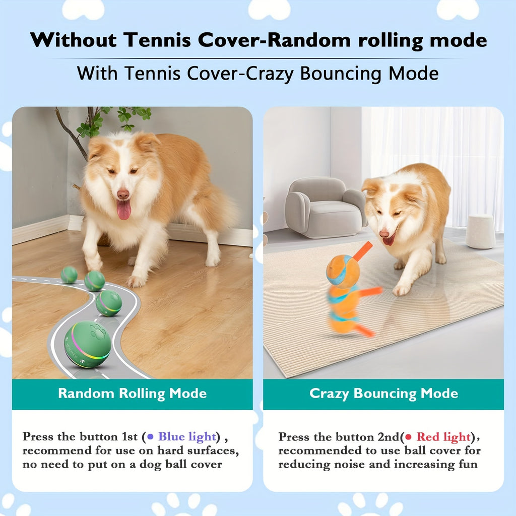 3rd Generation Interactive Dog Balls, BARHOMO Automatic Moving Tennis Ball Toys with Strap for Puppy/Small/Medium/Large Dogs, Improved Rolling Effect