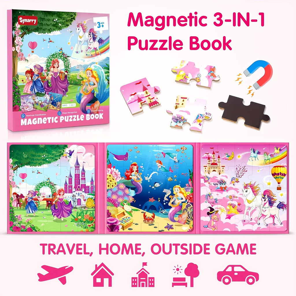 SYNARRY Unicorn Mermaid Princess magnetic puzzle,