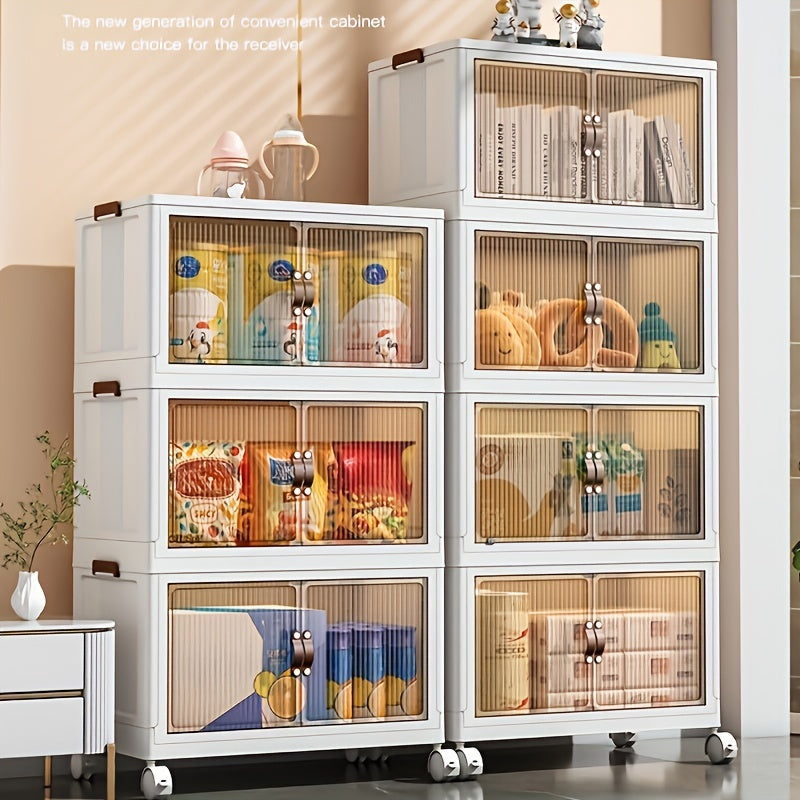 Foldable storage box 5 layers, large double opening storage box, large storage box with lid and wheels, can store clothes, snacks, toys and books, home office outdoor foldable container