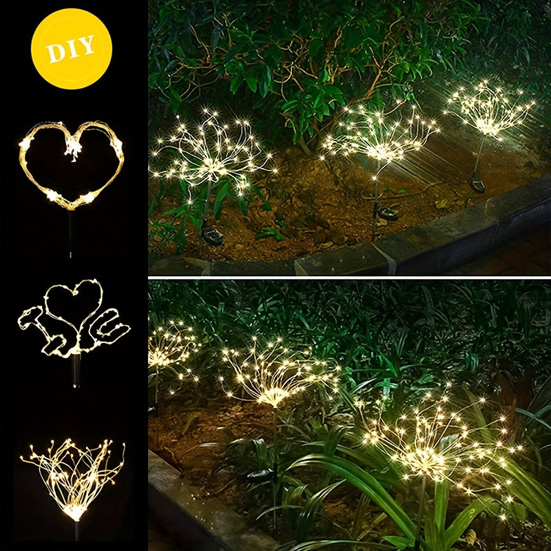 American Independence Day Celebration, Solar LED Fireworks Fairy Lights With 8 Working Modes, For Outdoor Garden Decoration, Yard Parties, Christmas, Weddings, Lawn Pathways