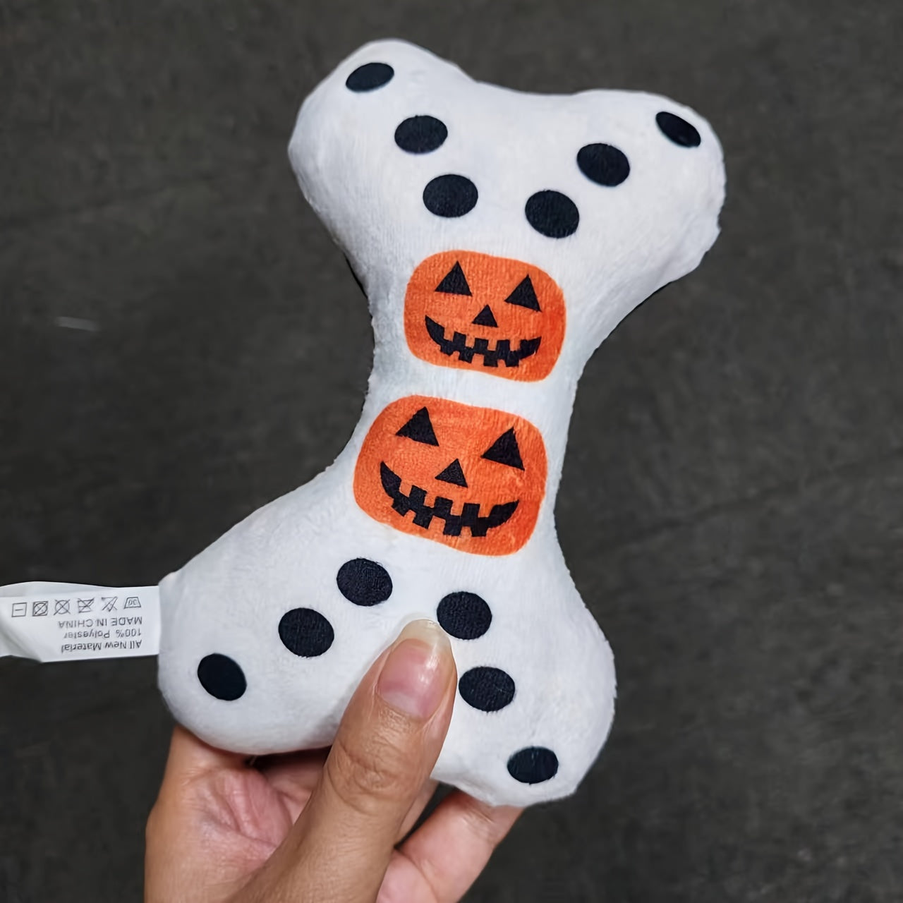 Halloween-Themed Squeaky Dog Bone Toy -