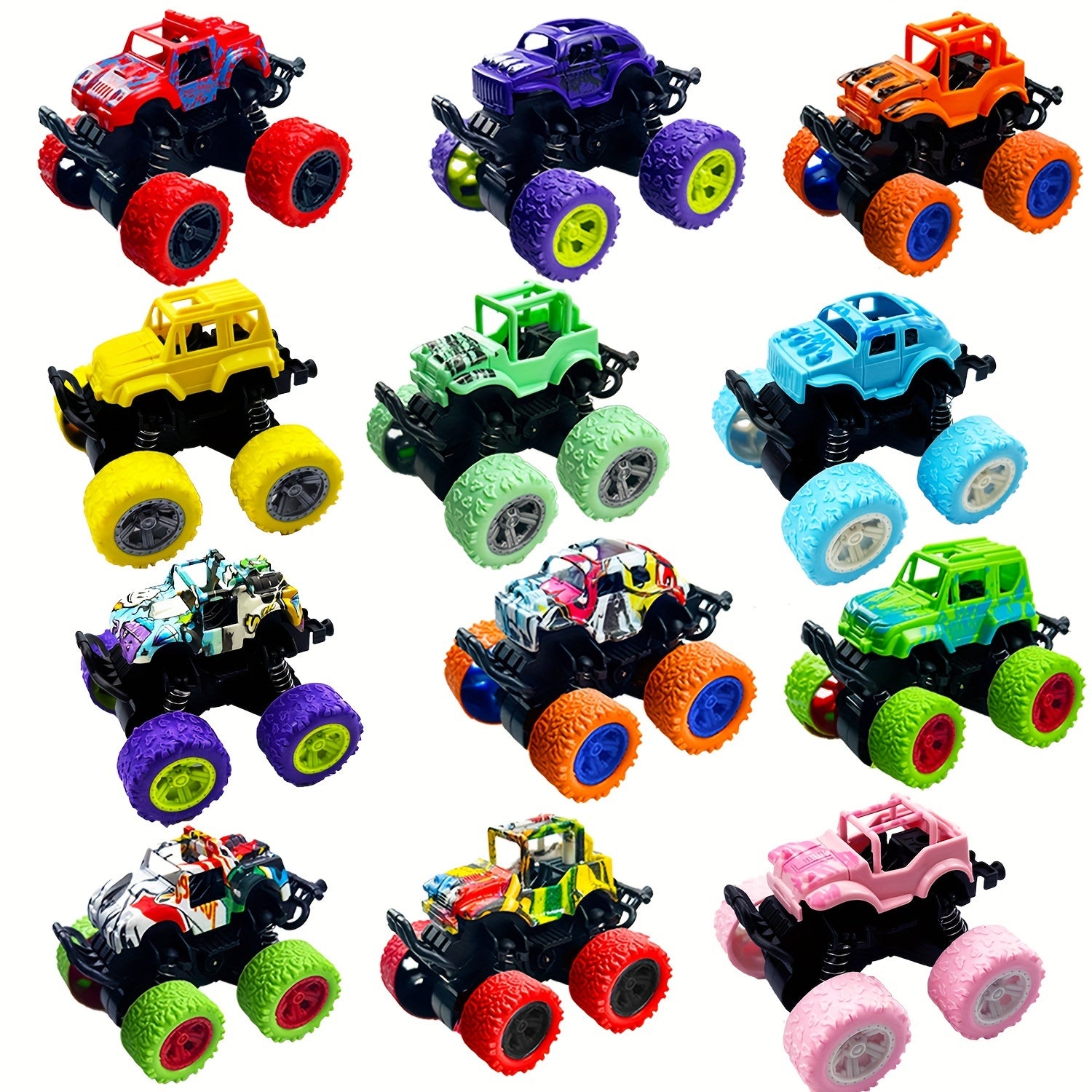 MEZHOBBY 12-Pack and 6-Pack Off-Road Monster Truck Toys, Assorted Colors, Children's Party Favors, Classroom Rewards, Durable Metal Construction, No Plating - Random Selection