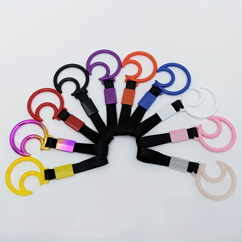 JDM Racing Moon Anti Static Car Pendant - Durable PVC & Nylon Drift Pendant with Safety Warning Ring, Multi-functional Automotive Traction Strap | Decorative & Functional Automotive Accessory