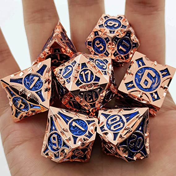 Metal Dice Set, 7 Die Metal Polyhedral Dice Set With Gift Metal Box And Golden Number For Metal Dice Set Christmas, Halloween, Thanksgiving Gift, gaming gift