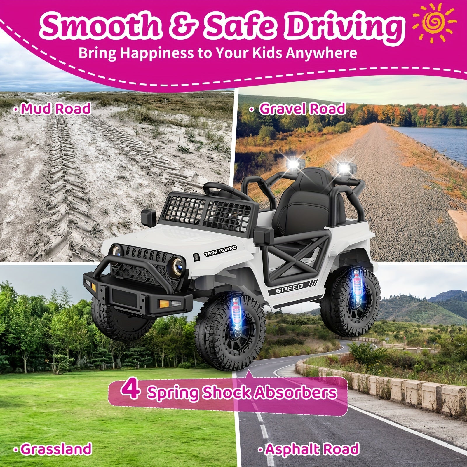 Kids Electric Ride On Truck Car, 12V Electric Ride On Toys, Spring Suspension, Music