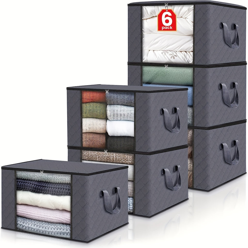 4/6pcs Durable Foldable Storage Trunks with Handle for Clothes, Bedroom, Quilt, Closet, Dormitory, Toys - Cord Blanket Storage Bag