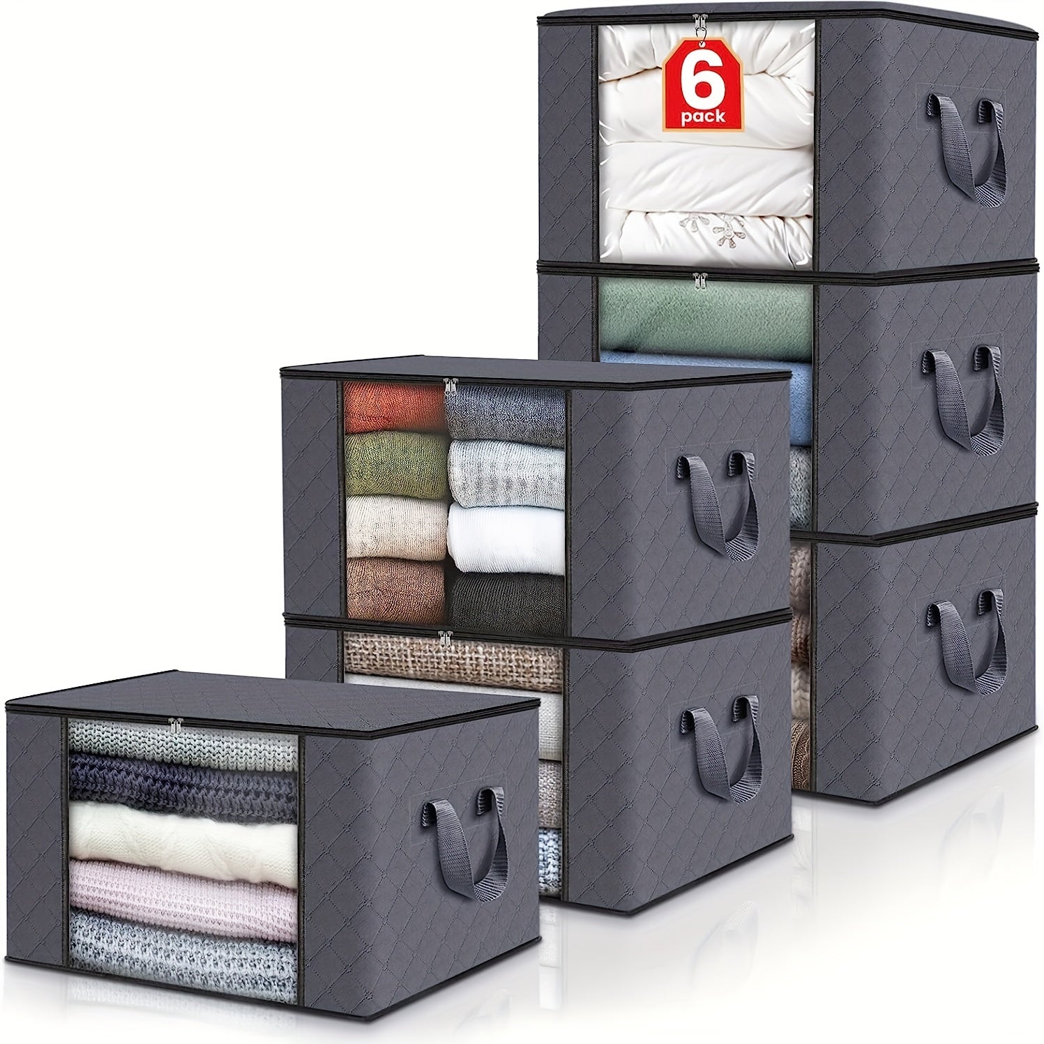 4/6pcs Durable Foldable Storage Trunks with Handle for Clothes, Bedroom, Quilt, Closet, Dormitory, Toys - Cord Blanket Storage Bag