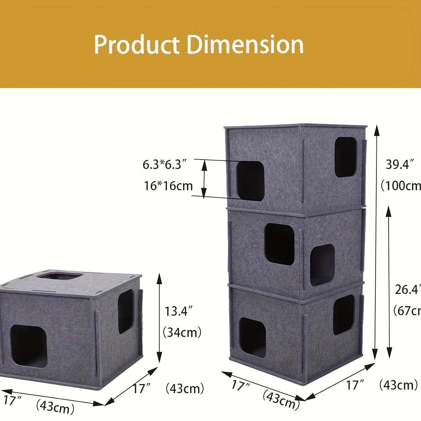 3-Storey Peekaboo Cat Mansion - Spacious Hideaway, Tunnel Bed, Condo Shelter for Multiple Cats - Fun Gifts, Toys, and Joy for Feline Friends