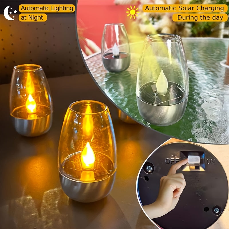 6/4pcs Flameless Flickering Candles | Outdoor Waterproof Solar Lights, IP44/IP65 Waterproof, LED Decorative Candlelight Suitable for Party, Wedding, Bar, Home Decor, Dinner, Outdoor Picnic, Christmas Decorative Lights, Candle