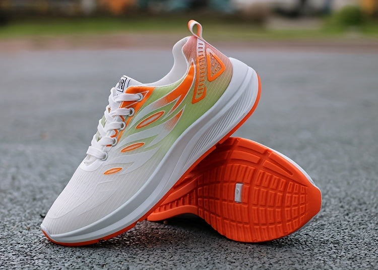 Men'S Fashion Sneakers - Breathable Mesh Upper, Non-Slip Rubber Sole, EVA Insole, Round Toe, Lace-Up Closure, Striped Pattern, Casual Sports Shoes for Spring, Summer, Fall