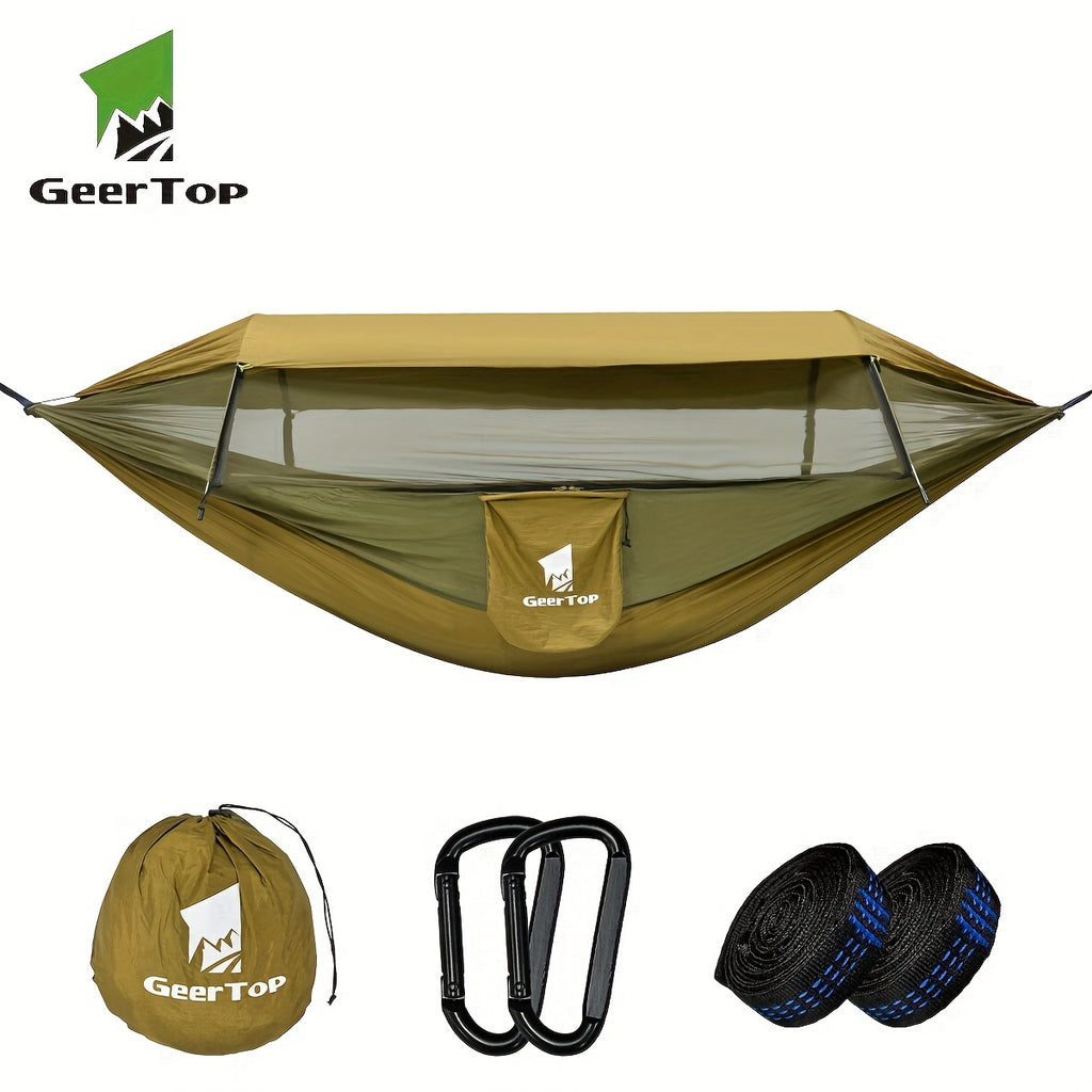 GEERTOP 3in 1 Outdoor Hammock with Mosquito Net Sun Shelter, Double Sleep Rest Camping Hammock for Backpacking Travel Garden Park