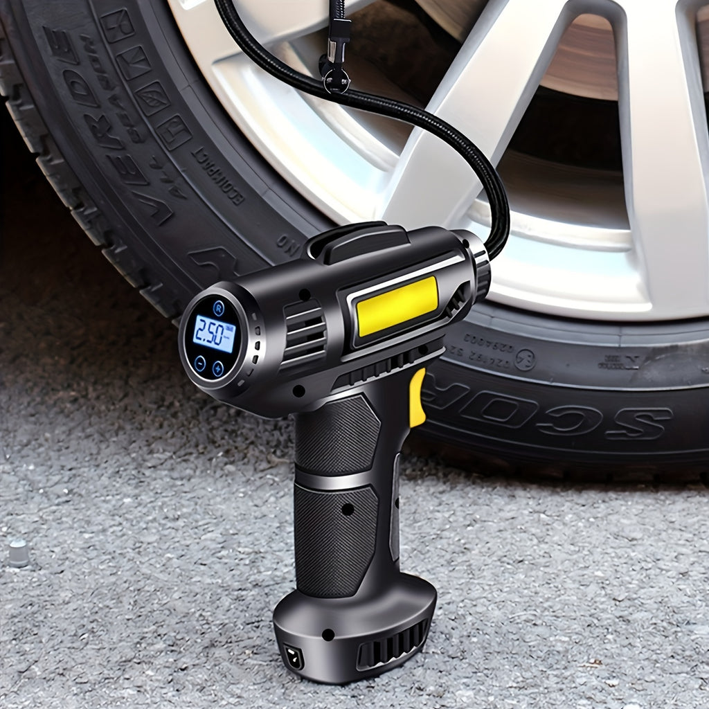 120W multi-function portable automotive air compressor, wired/wireless handheld automotive air pump electric, automotive tire inflator with LED lights