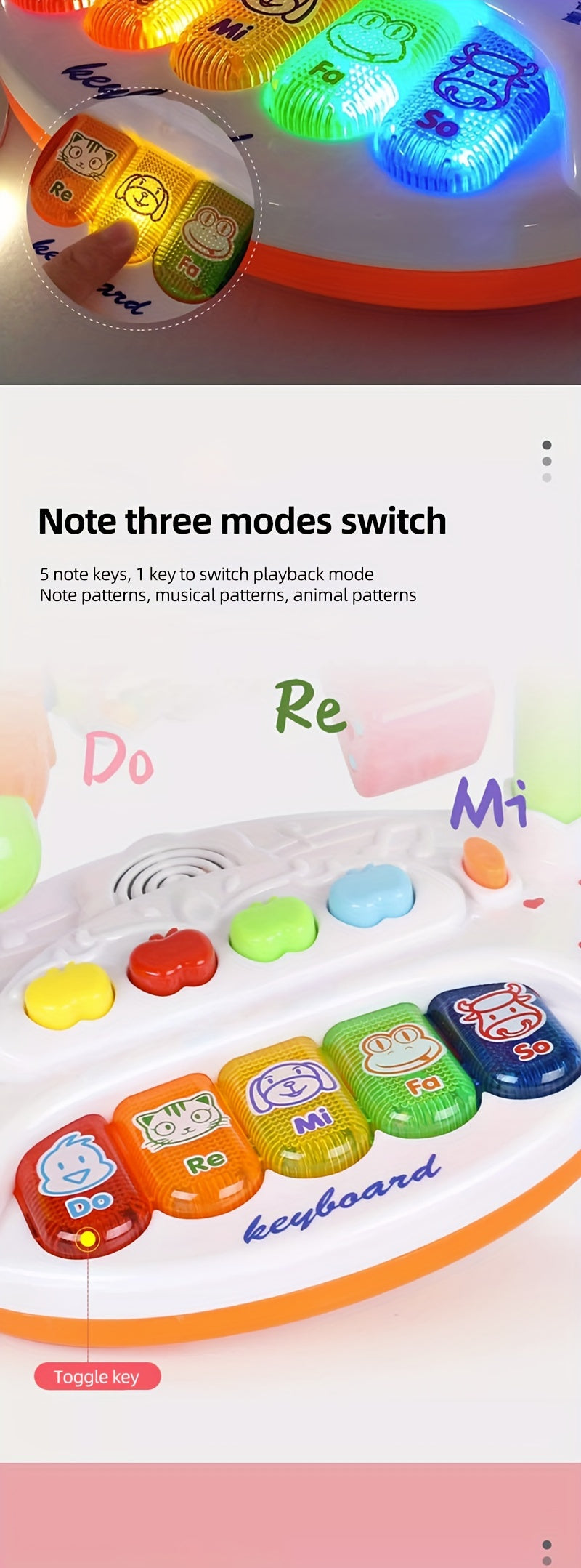 Attractive and educational piano keyboard toys, pre-loaded songs and lights for early learning and development Halloween Christmas Gift