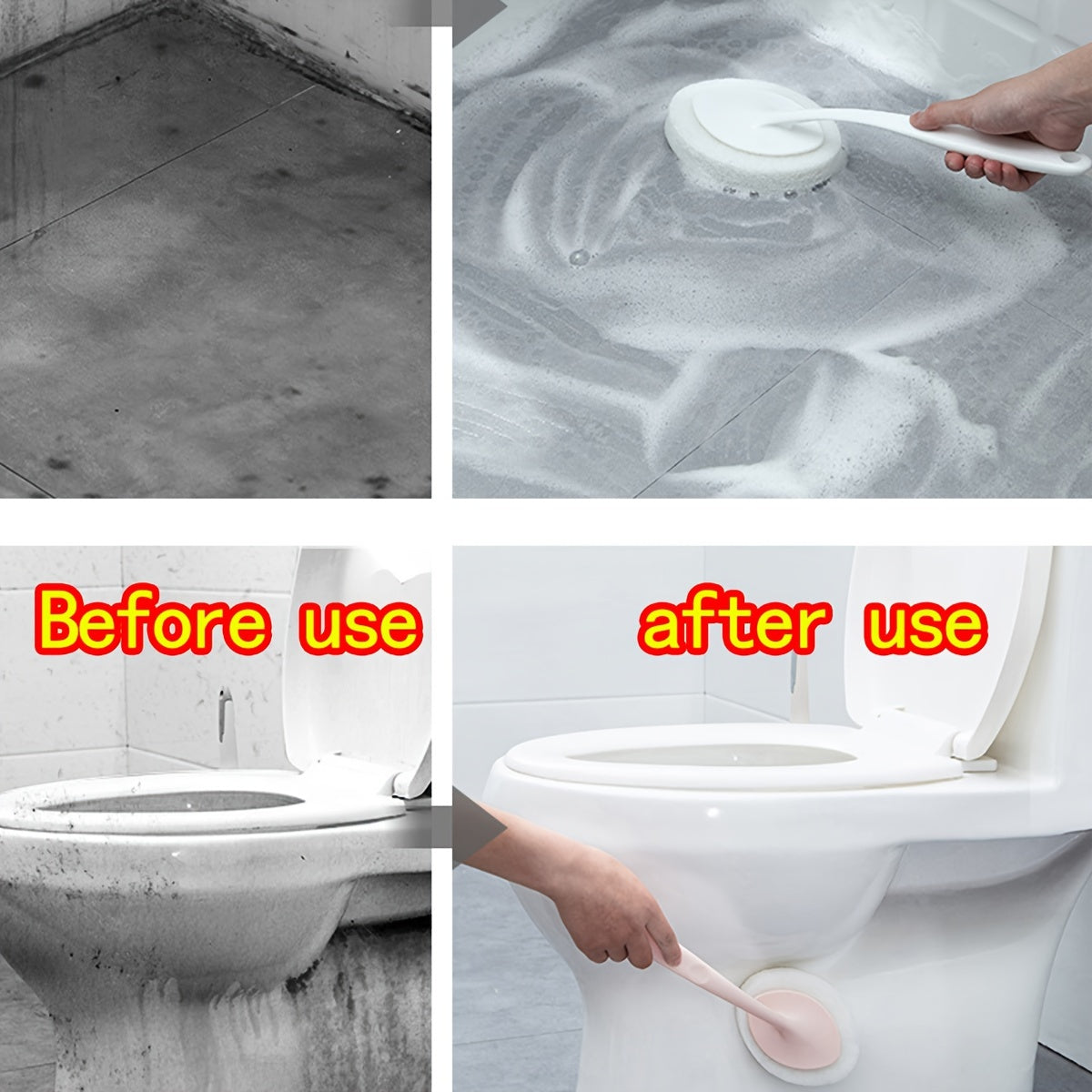 1pc Bathroom Long Handle Sponge Brush, Wall Cleaning Brush, Bathtub Sponge Brush, Floor Tile Brush, Sponge Scrubbing Pad, Dishwashing Sink Brush, Suitable For Cleaning Bathroom Toilet Sink