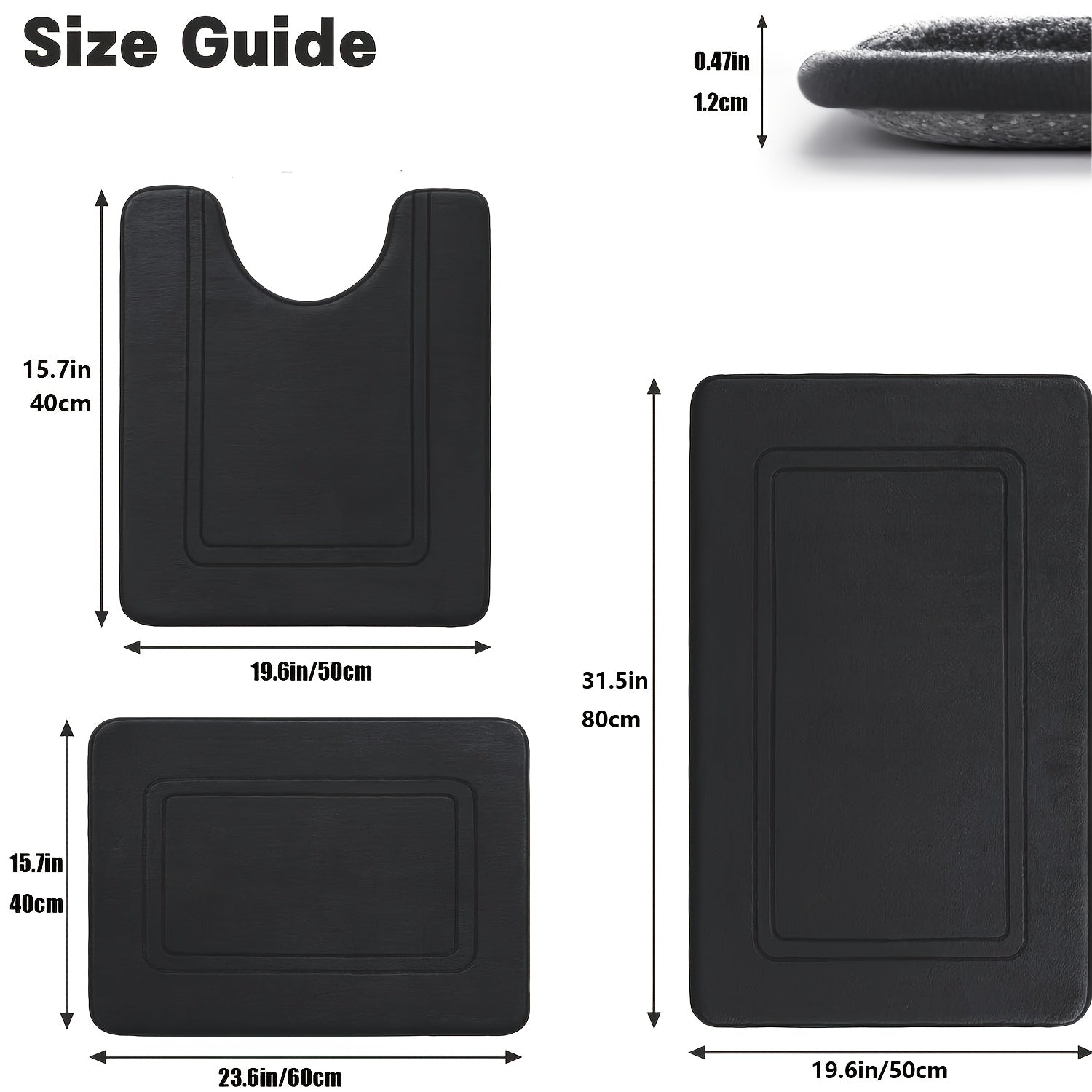 [3pcs Soft Non Slip Bath Mat] 3pcs Memory Foam Bath Mat, Bathroom Rugs Sets, Non Slip Bath Mats for Bathroom, Super Soft And Water Absorbent Bath Rug Set, Machine Washable U Shape Toilet Mats Set