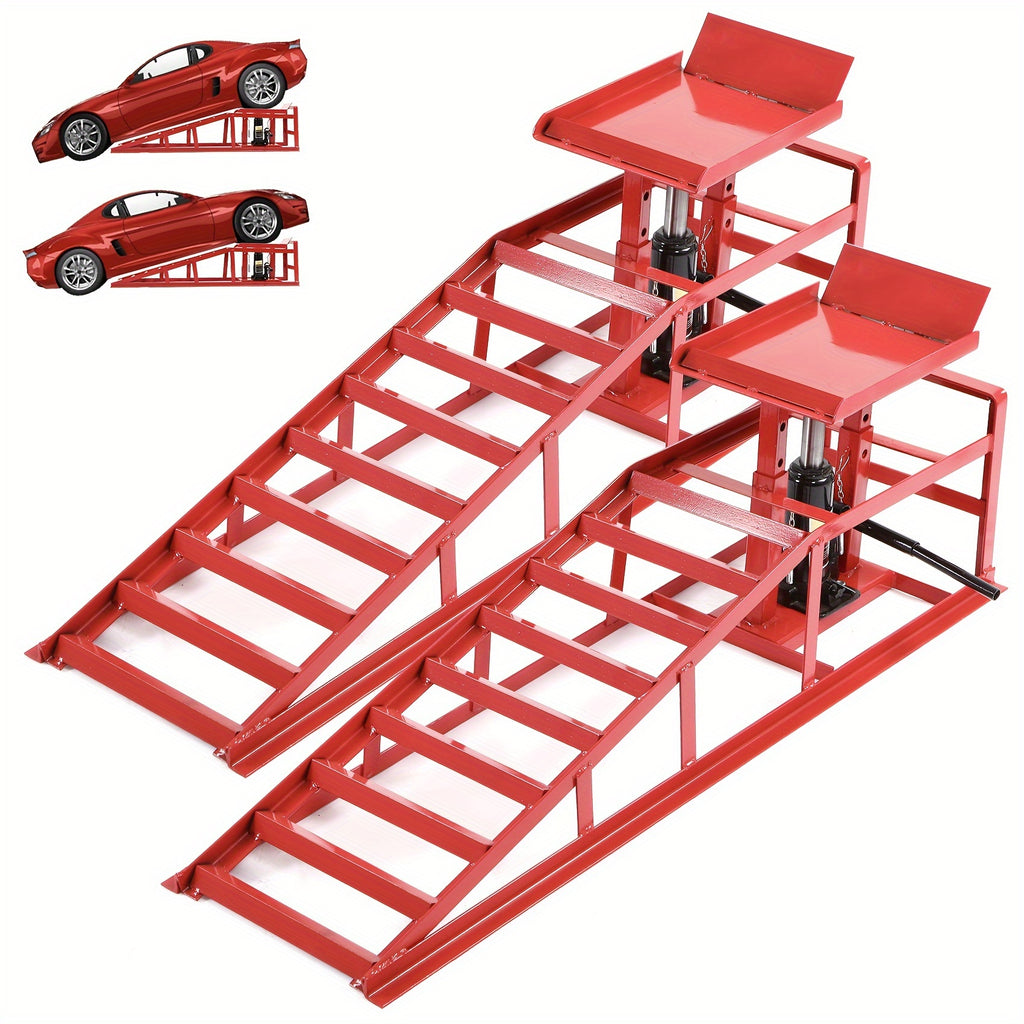 [Hydraulic Car Ramps] Car Ramps 2 Pack Hydraulic High Lift Service Vehicle Ramps 5T 11023 Lbs Automotive Truck Wheel Ramps for Oil Changes with Support Jack for DIY Repair Stores Auto Beauty Stores