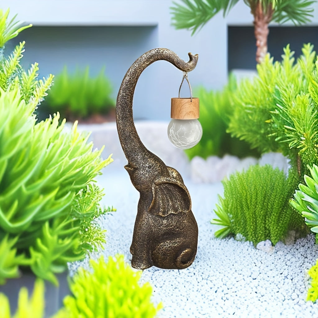 XXOASIS Solar-Powered Copper Elephant Statue Light - Perfect for Garden, Lawn, Balcony, Porch & Pond Decor | Rechargeable, Switch-Controlled Outdoor Illumination | Unique Gift Idea