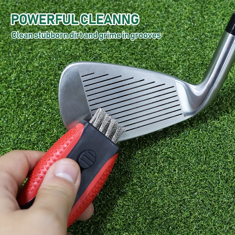 Retractable Pocket Golf Club Cleaning Brush Tool - Wire Brush Club Groove Double Side Cleaner, Golf Accessories