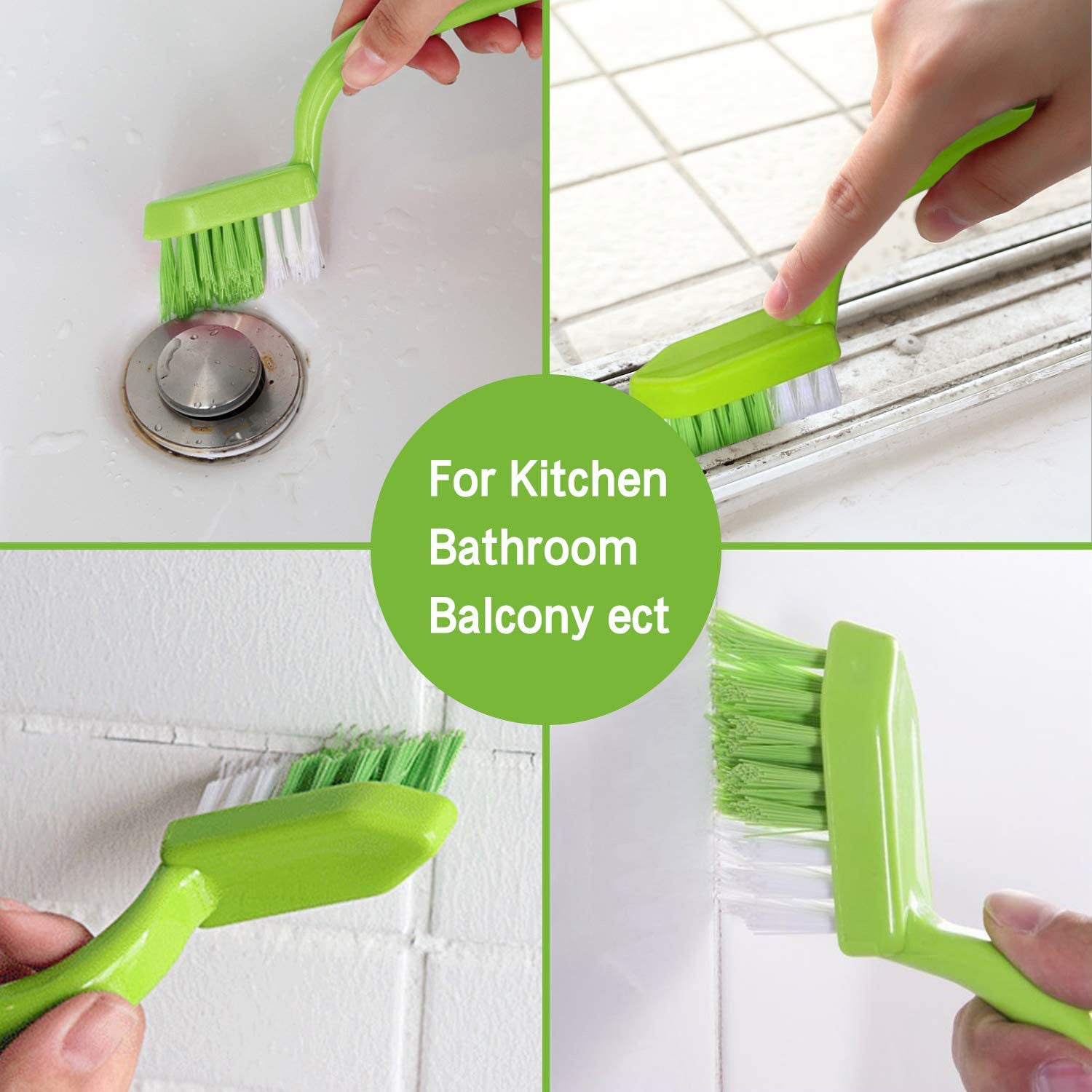 4pcs Grout Cleaning Brush Set with Handle - Durable Nylon & Food-Grade PP, R