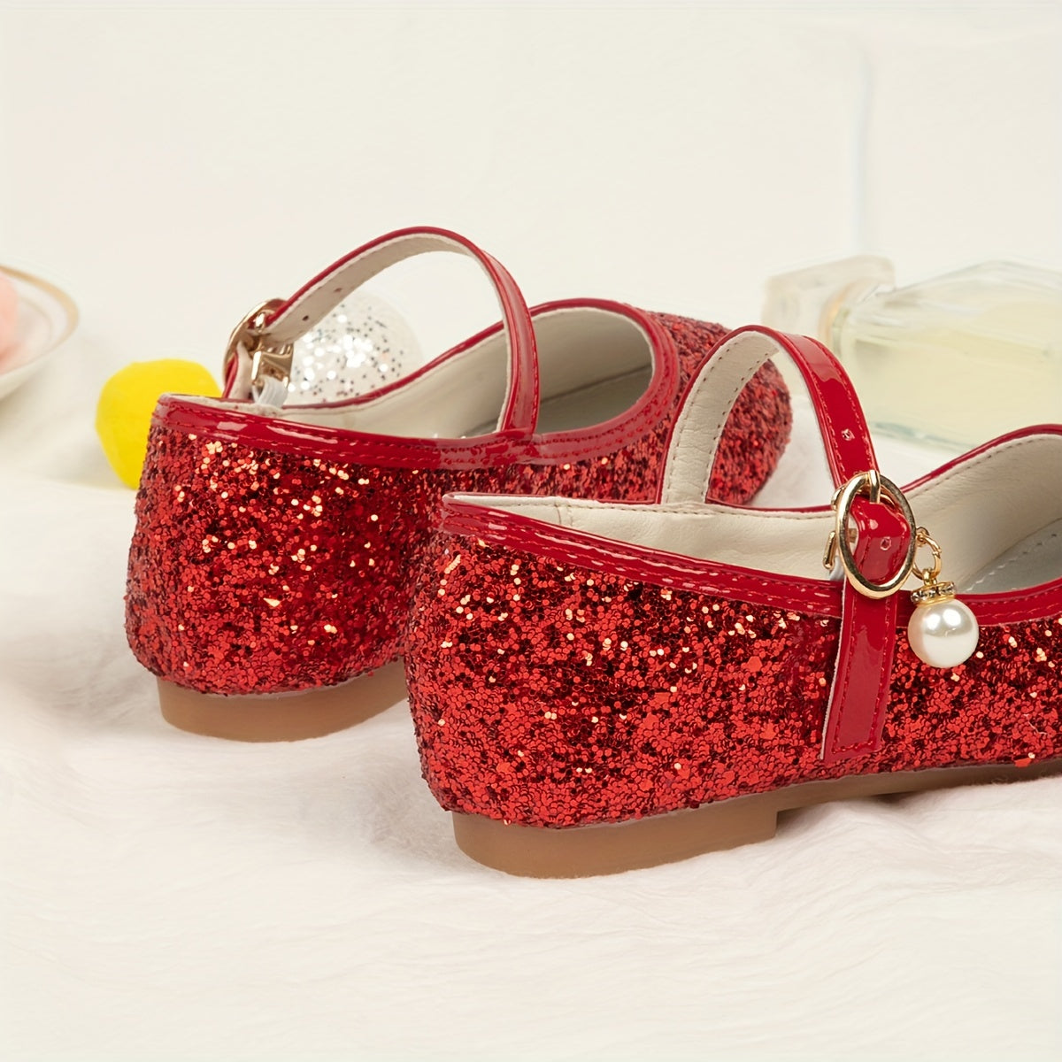Girls Sequins Rhinestone Mary Jane Flat Shoes School Party Dress Shoes Princess Shoes For Toddler Kids Children