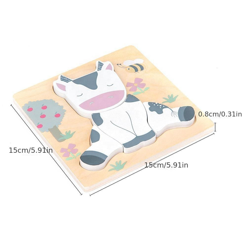 3D Wooden Cartoon Animals Cognitive Puzzles For Kids, Kids With Wooden Toys, Baby Educational Toys Game Christmas, Halloween Gift