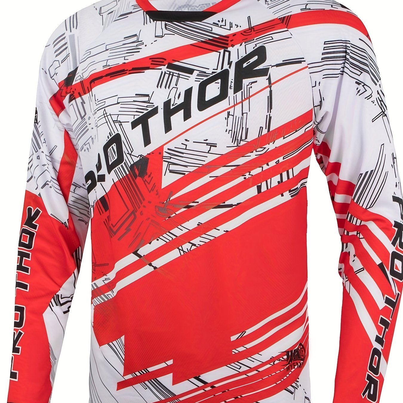 PRO THOR Men's Striped Cycling Jersey - Quick Dry, Breathable, Moisture Wicking Long Sleeve MTB Shirt for Biking and Sports - Stay Cool and Comfortable During Your Ride