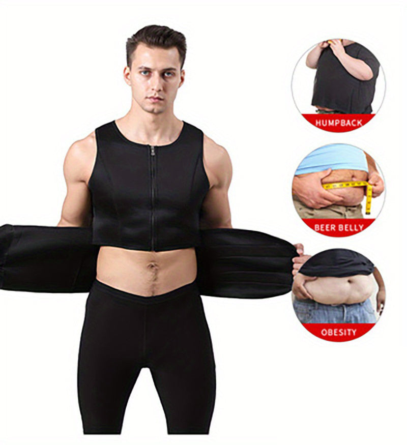TKPARK Men's Adjustable Compression Tank Top & Waist Trainer - High-Elasticity Workout Shirt