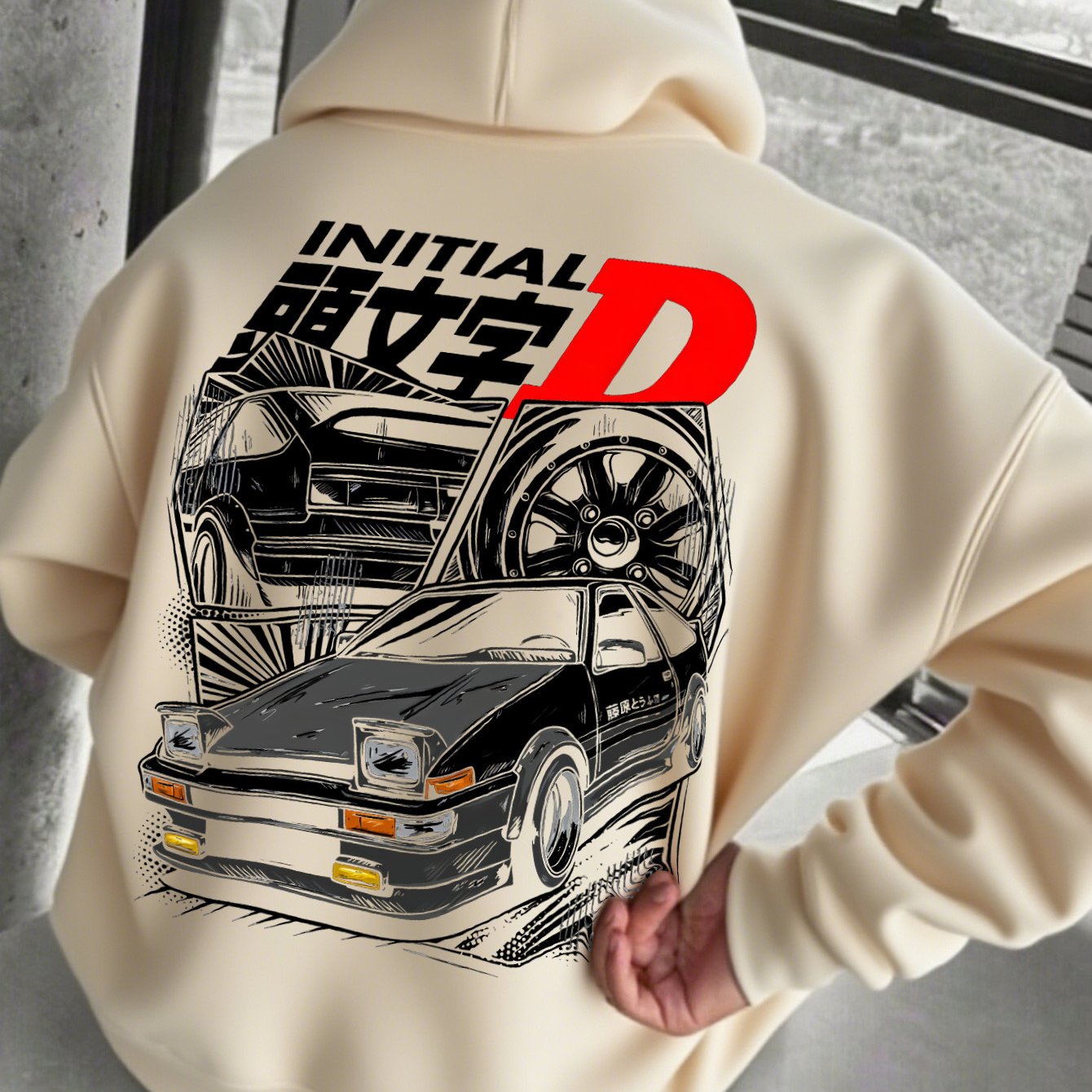 Men's JDM Car Graphic Hooded Sweatshirt