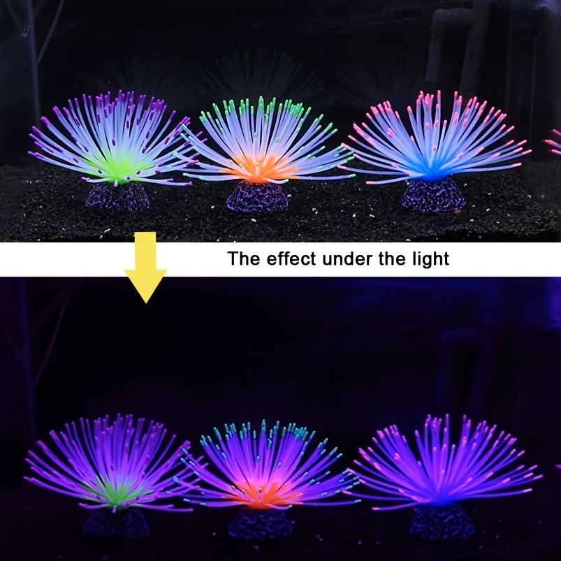 4pcs Glowing Aquarium Plants - Silicone Coral, Mushroom, Sea Anemone & Grass Decorations