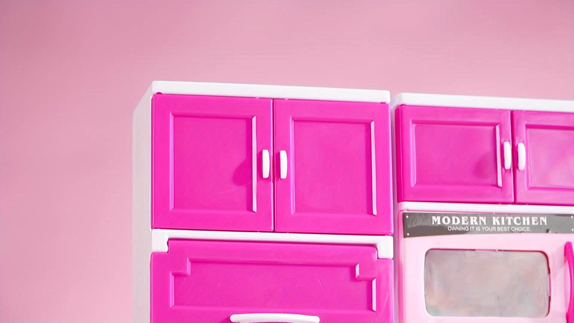 Pink 64 PCS Mini Furniture Sets - Doll Playset Toys With Lights and Sounds