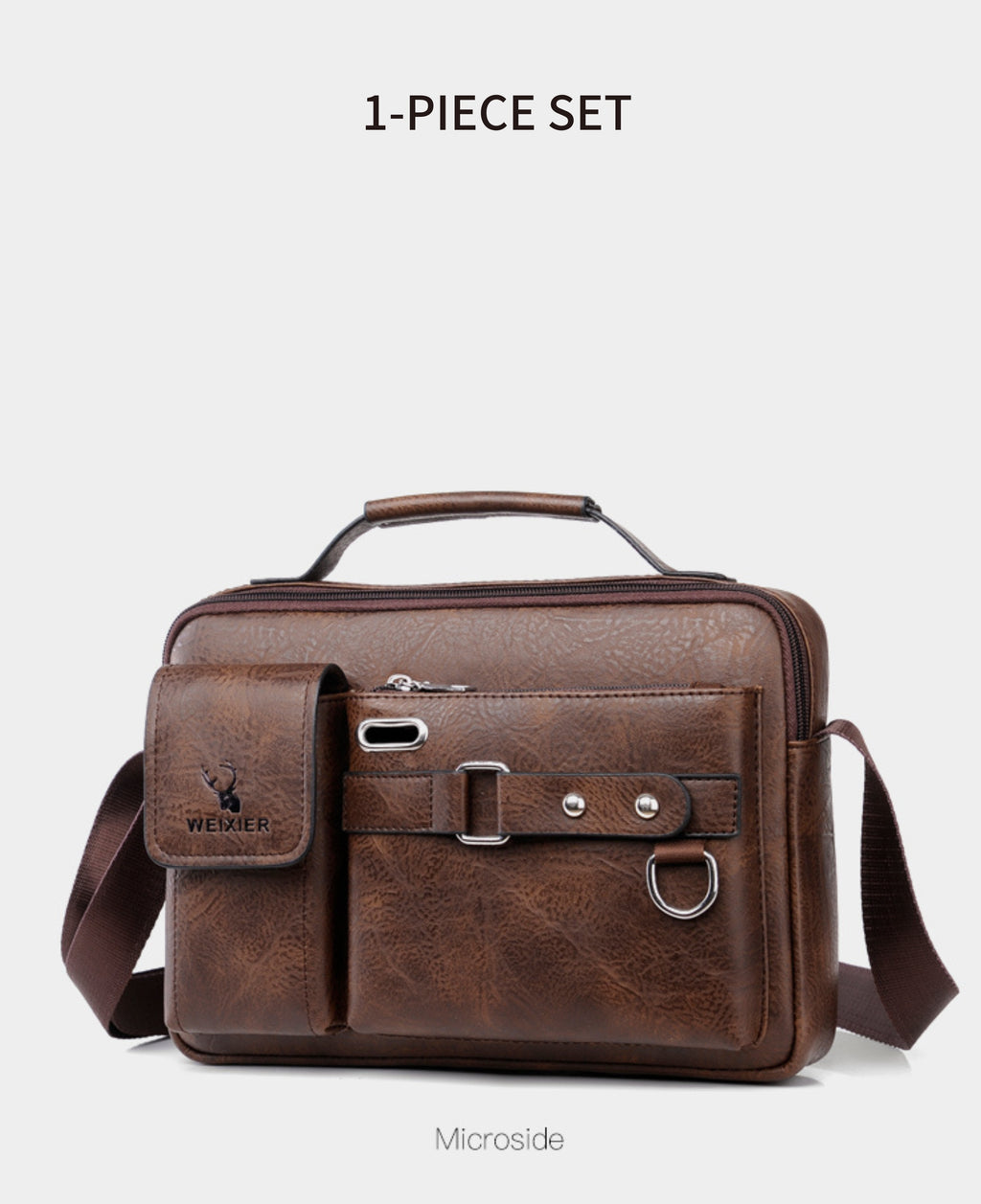 WEIXIER Men's Business Crossbody Bag with Adjustable Strap, Golden-Tone Hardware