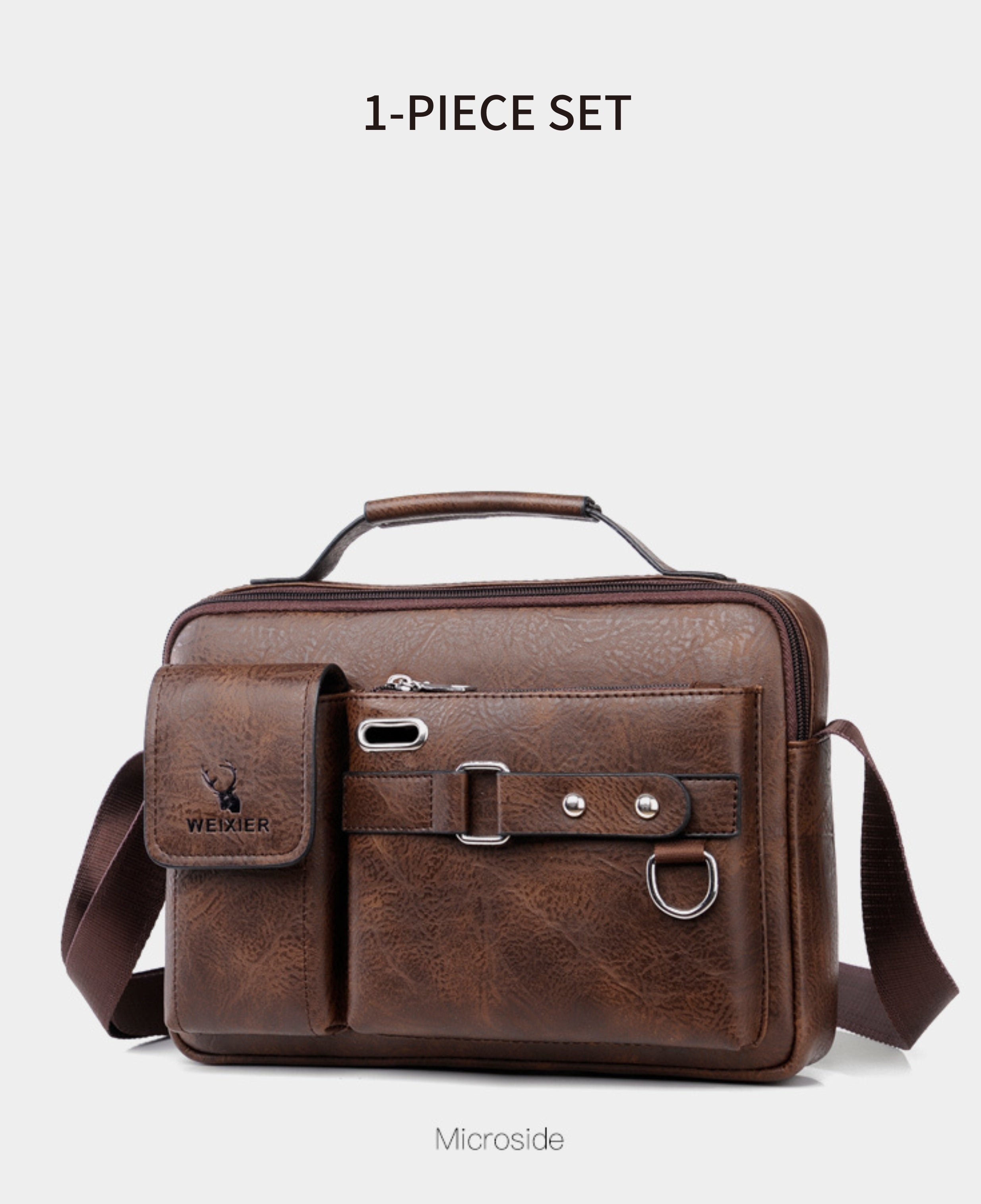 WEIXIER Men's Business Crossbody Bag with Adjustable Strap, Golden-Tone Hardware