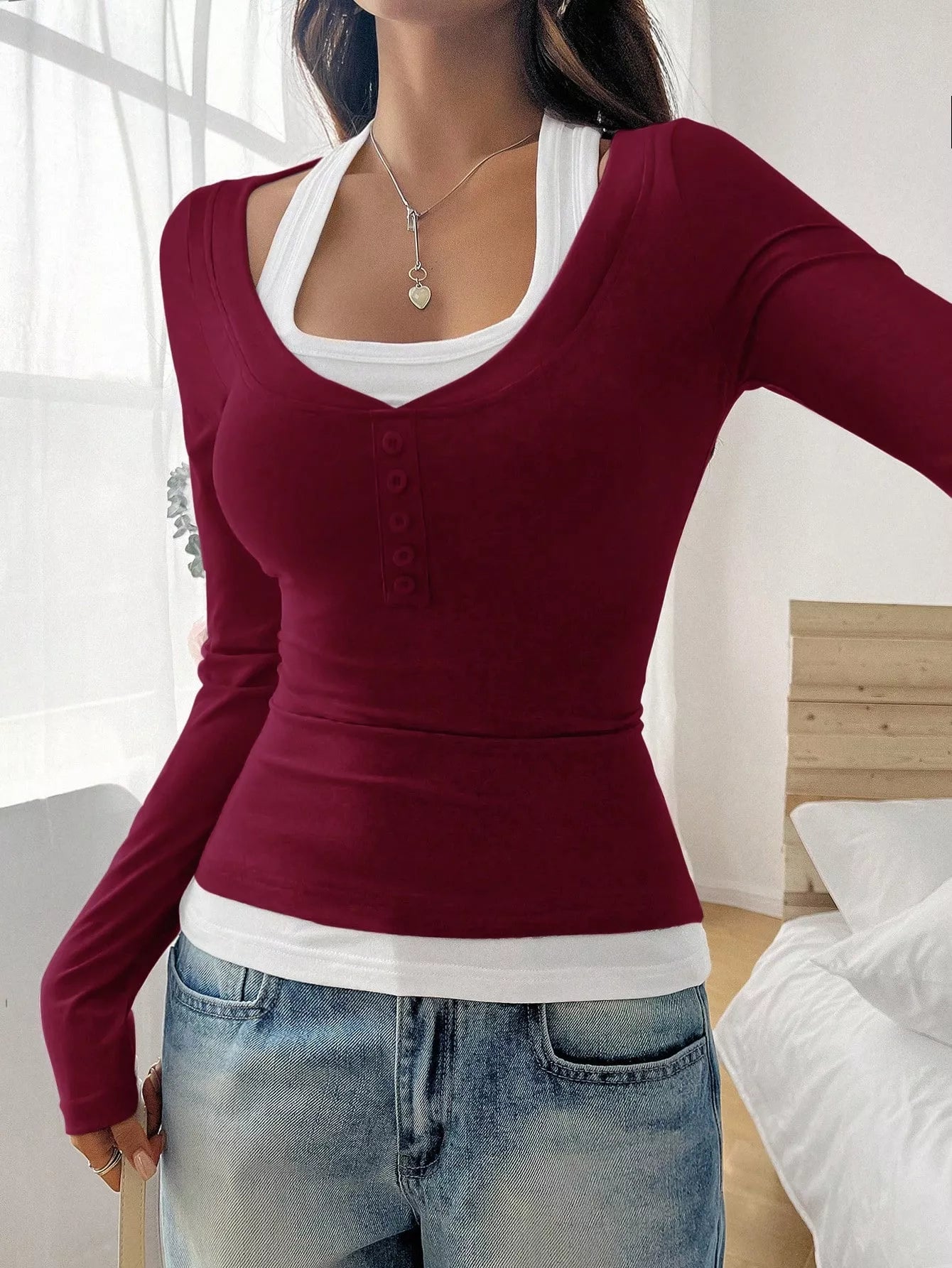 Scoop Neck Womens Long Sleeve T Shirt