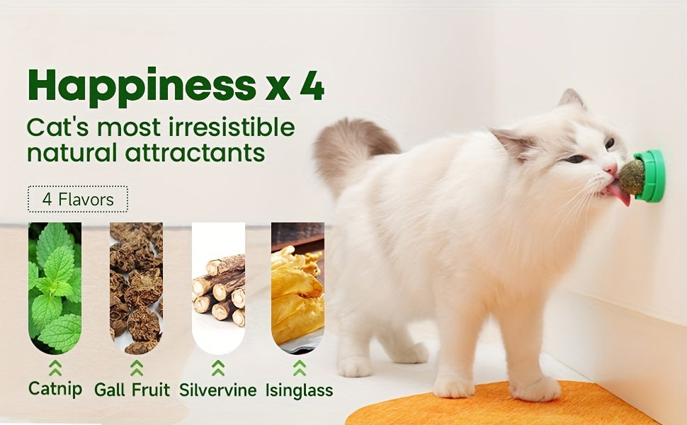 4 Pcs Whisker Delight Catnip Balls - Natural Energy Boosters