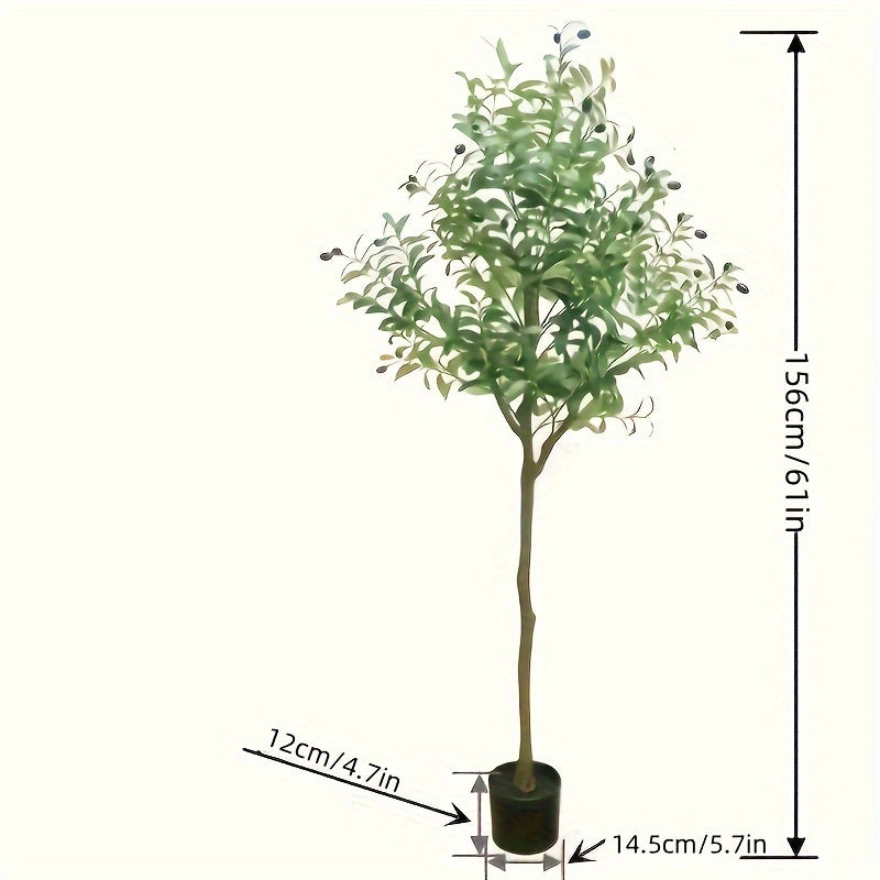 59in Artificial Olive Tree Faux Silk Plant Artificial Plants For Modern Living Room Floor Home Office Garden Store Decor Indoor Fake Potted Tree With Plastic Wood Trunk And Lifelike Fruits Perfect Housewarming Gift
