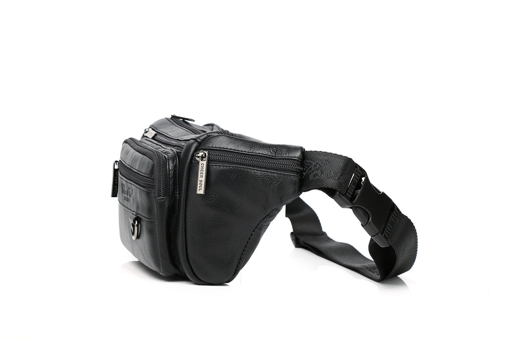 Genuine Leather Men's Waist Bag/Women's Multifunctional Hip Bag/Stylish Multi-Pocket Travel Sports Backpack for Hiking, Cycling, Fishing, And Running