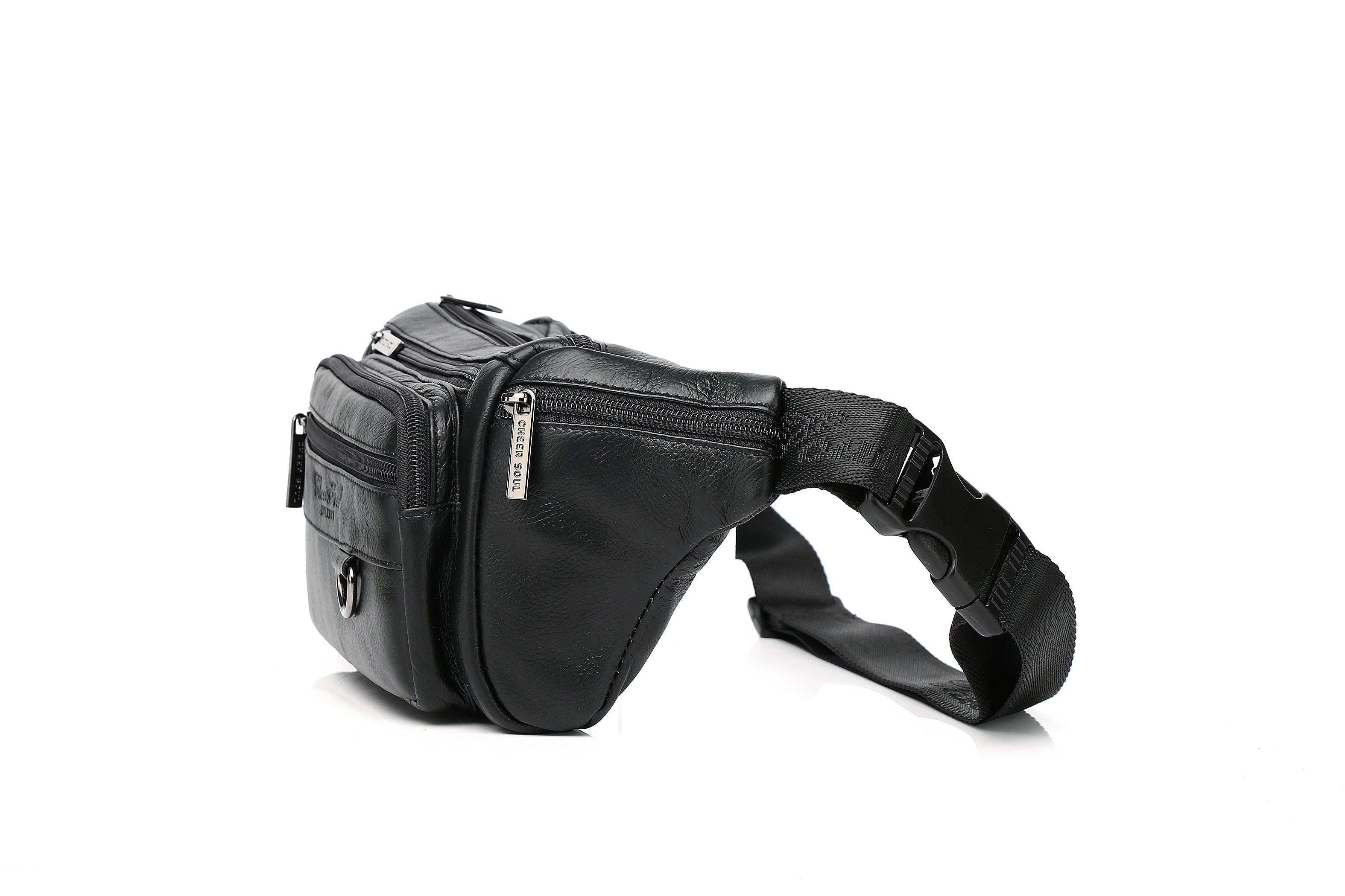 Genuine Leather Men's Waist Bag/Women's Multifunctional Hip Bag/Stylish Multi-Pocket Travel Sports Backpack for Hiking, Cycling, Fishing, And Running
