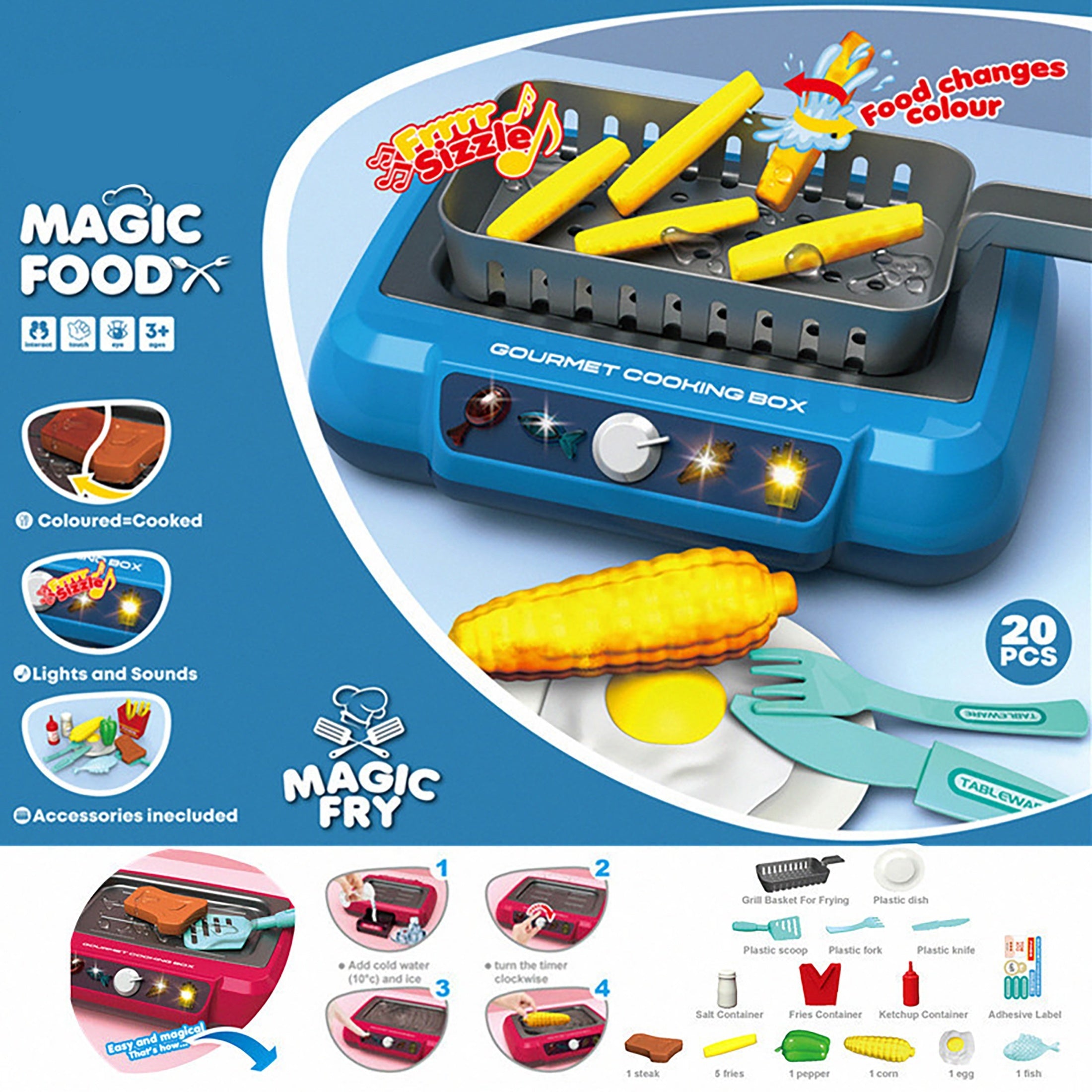 Grassland Camping Children'S Cooking Kit Toys Sound And Light Simulation Barbecue Grill,