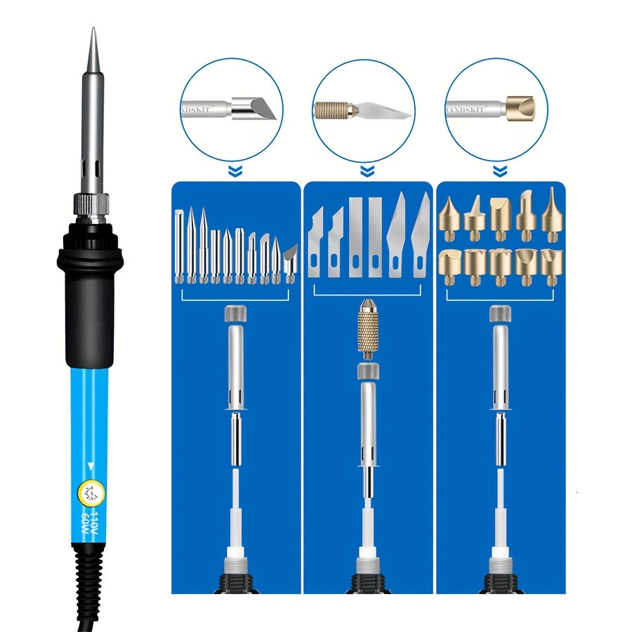 71pcs/set, Temperature regulating electric soldering iron tool, Wood Burn Tools Kit, for Carving Embossing