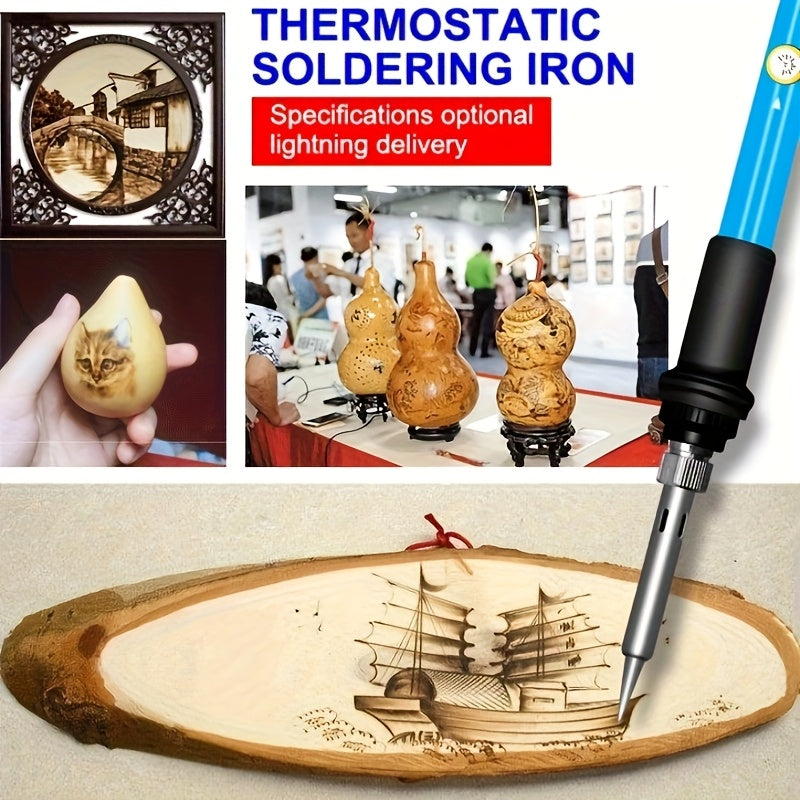 71pcs/set, Temperature regulating electric soldering iron tool, Wood Burn Tools Kit, for Carving Embossing