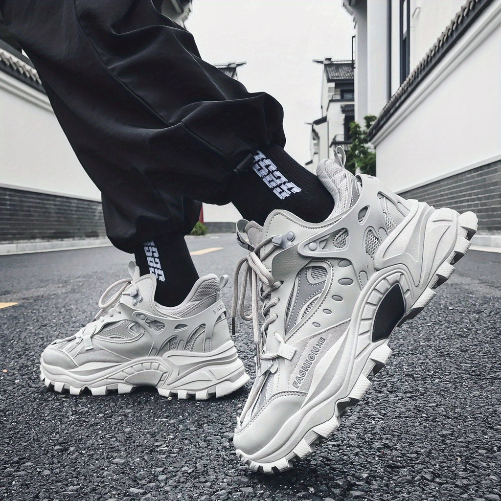 [1 Pair Men'S Cloud Pattern Sneakers] Round Toe Lace-Up  Athletic Sneakers, Sports , Breathable Fabric